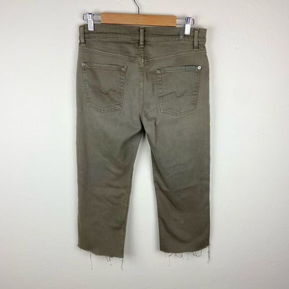 7 For All Mankind Luxe Performance Slimmy Wide-Leg Crop Pant - Brown - Picture 5 of 7